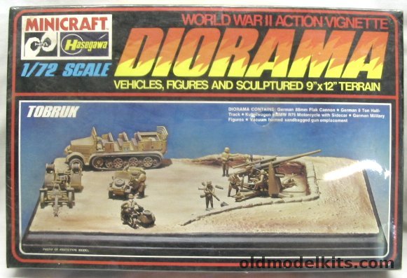 Hasegawa 1/72 Tobruk Diorama 88mm Flak/8 Ton 1/2 Track/Kubelwagen/BMW R75/Troops/Base, 602 plastic model kit